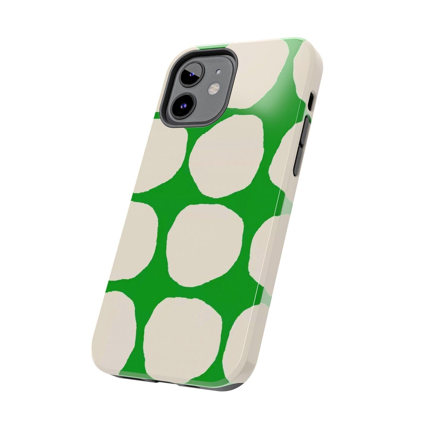 Green Scape with Beige Dots Tough iPhone Cases