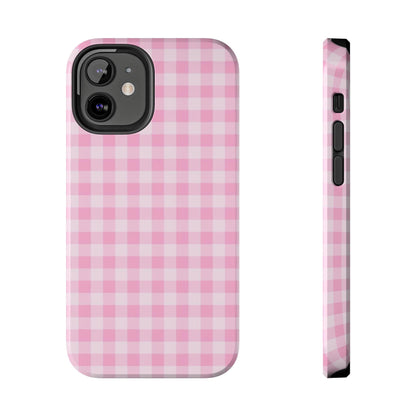 Pink Gingham Tough iPhone Cases