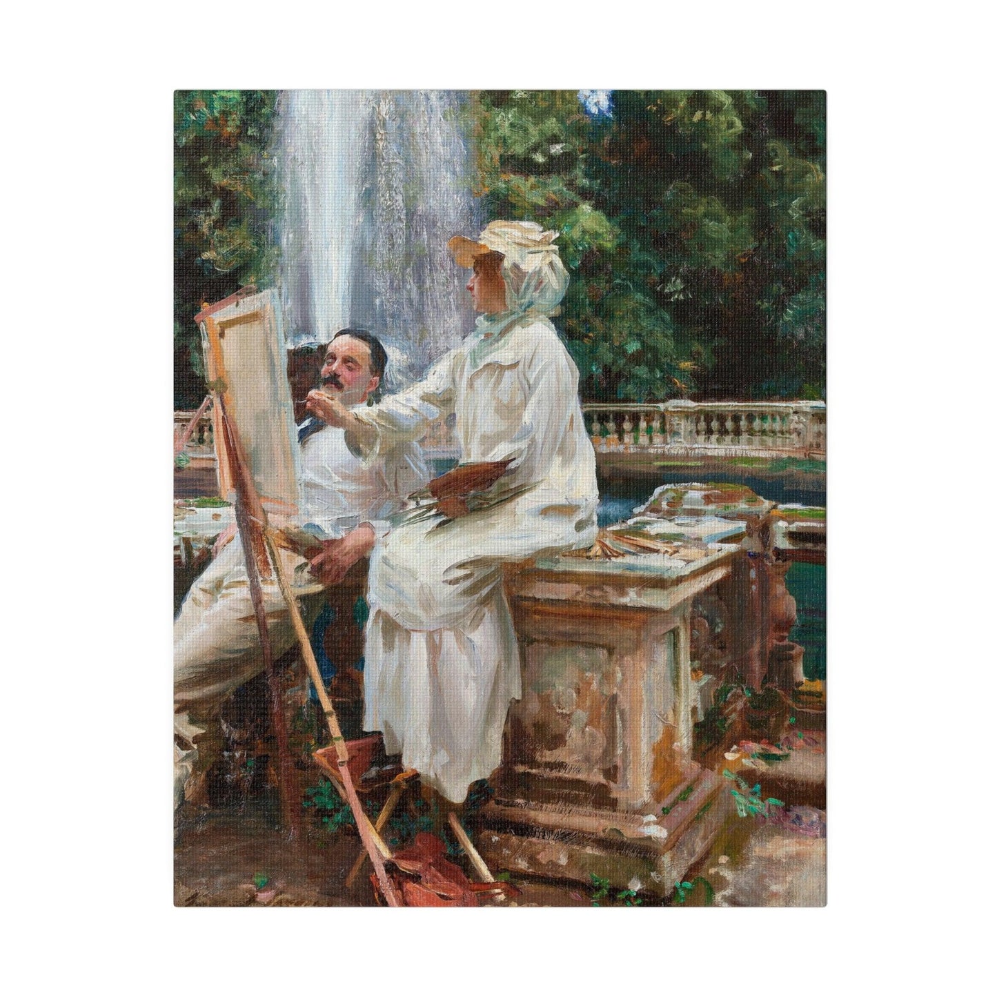 The Fountain Villa Torlonia Frascati Italy 1907 by John Singer Sargent on a Matte Canvas Stretched 0.75