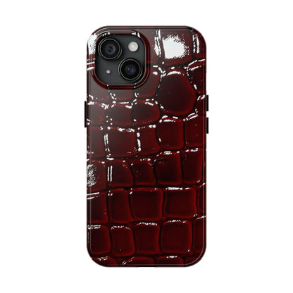 Croc Print Cherry Red Tough Phone Case – Luxe Protection with Bold Style