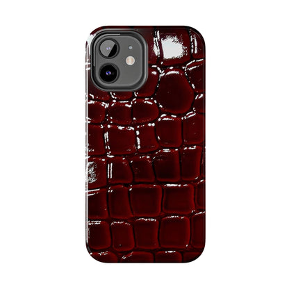 Croc Print Cherry Red Tough Phone Case – Luxe Protection with Bold Style