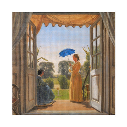 Caroline Dalgas and Jeanina Stampe on the Nysø garden stairs (1855) oil painting art by P. C. Skovgaard - Matte Canvas, Stretched, 0.75"