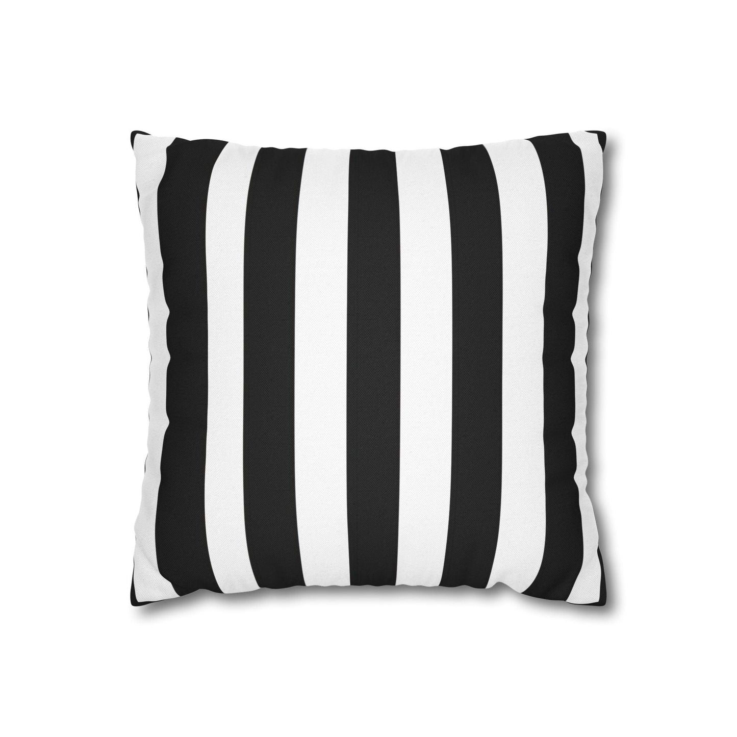 Imperial Edge Luxe Linear Cushion - Monochrome Black and White Spun Polyester Square Pillowcase