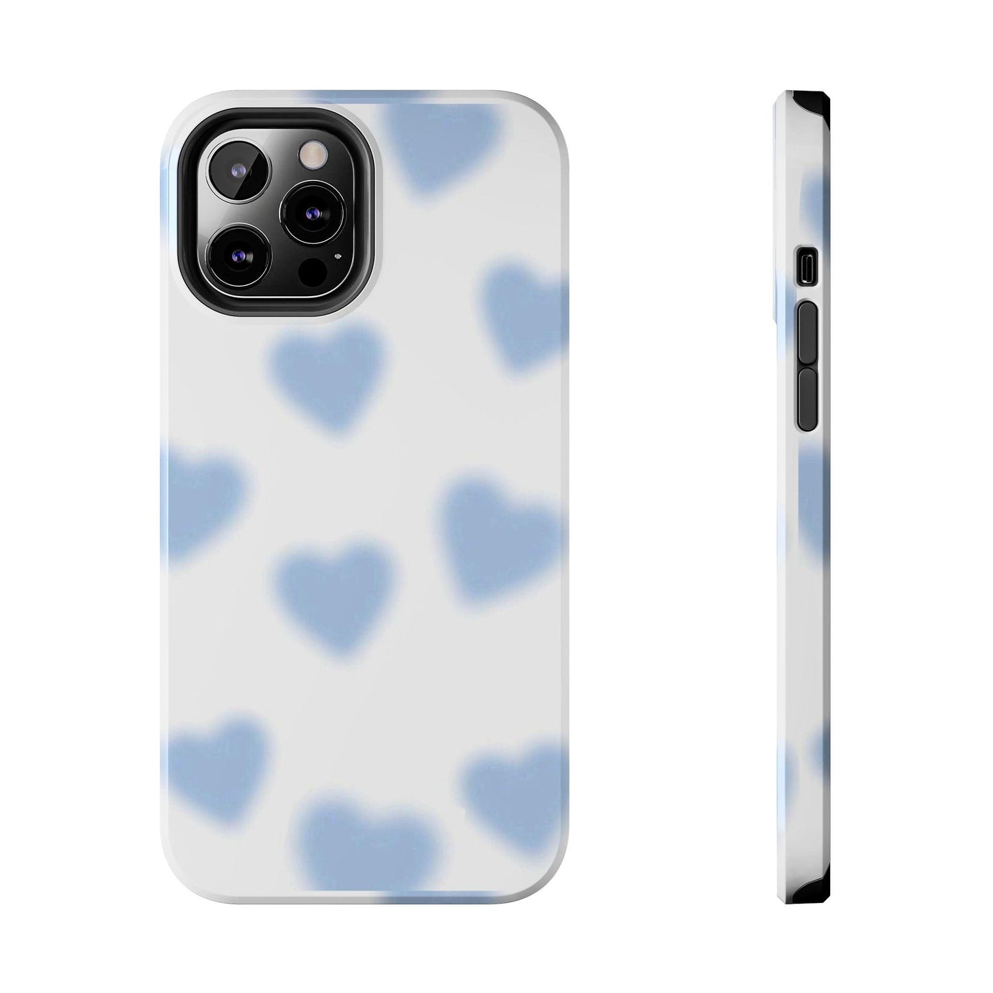 Blue-Blurry Hearts Tough iPhone Cases