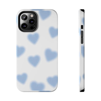 Blue-Blurry Hearts Tough iPhone Cases