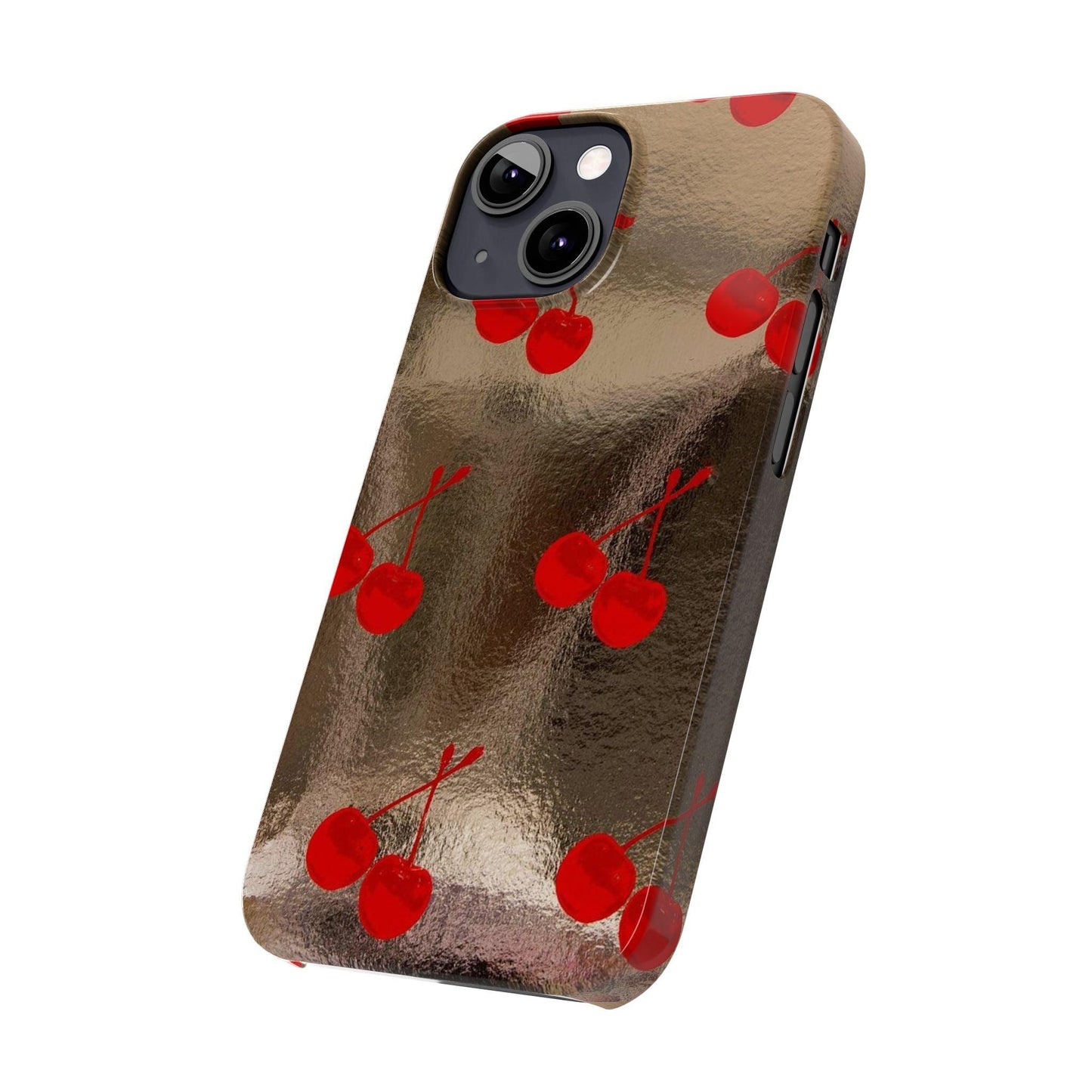 Golden Cherry Bliss Slim iPhone Cases