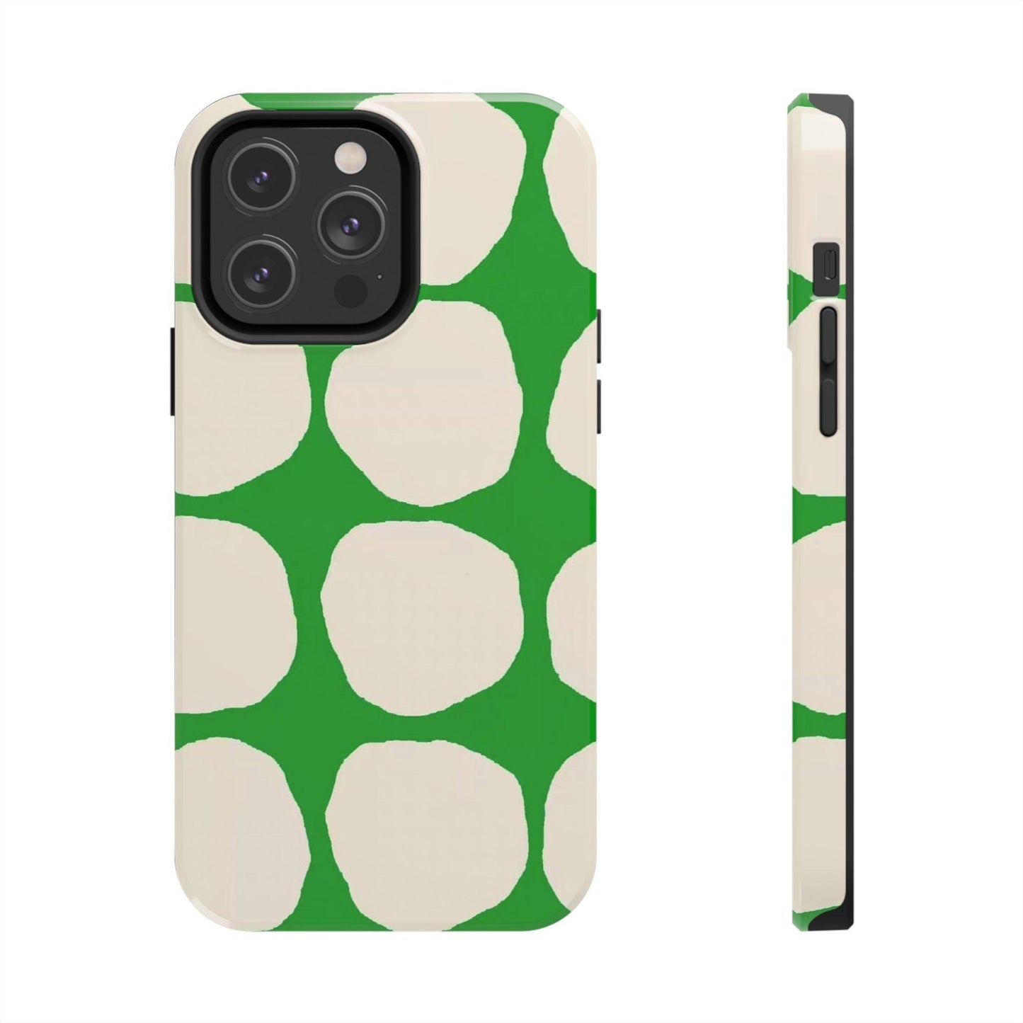 Green Scape with Beige Dots Tough iPhone Cases