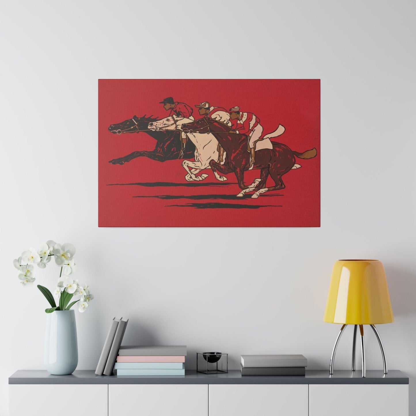 The Runners (1900), vintage horse racing illustration - Matte Canvas, Stretched, 0.75"