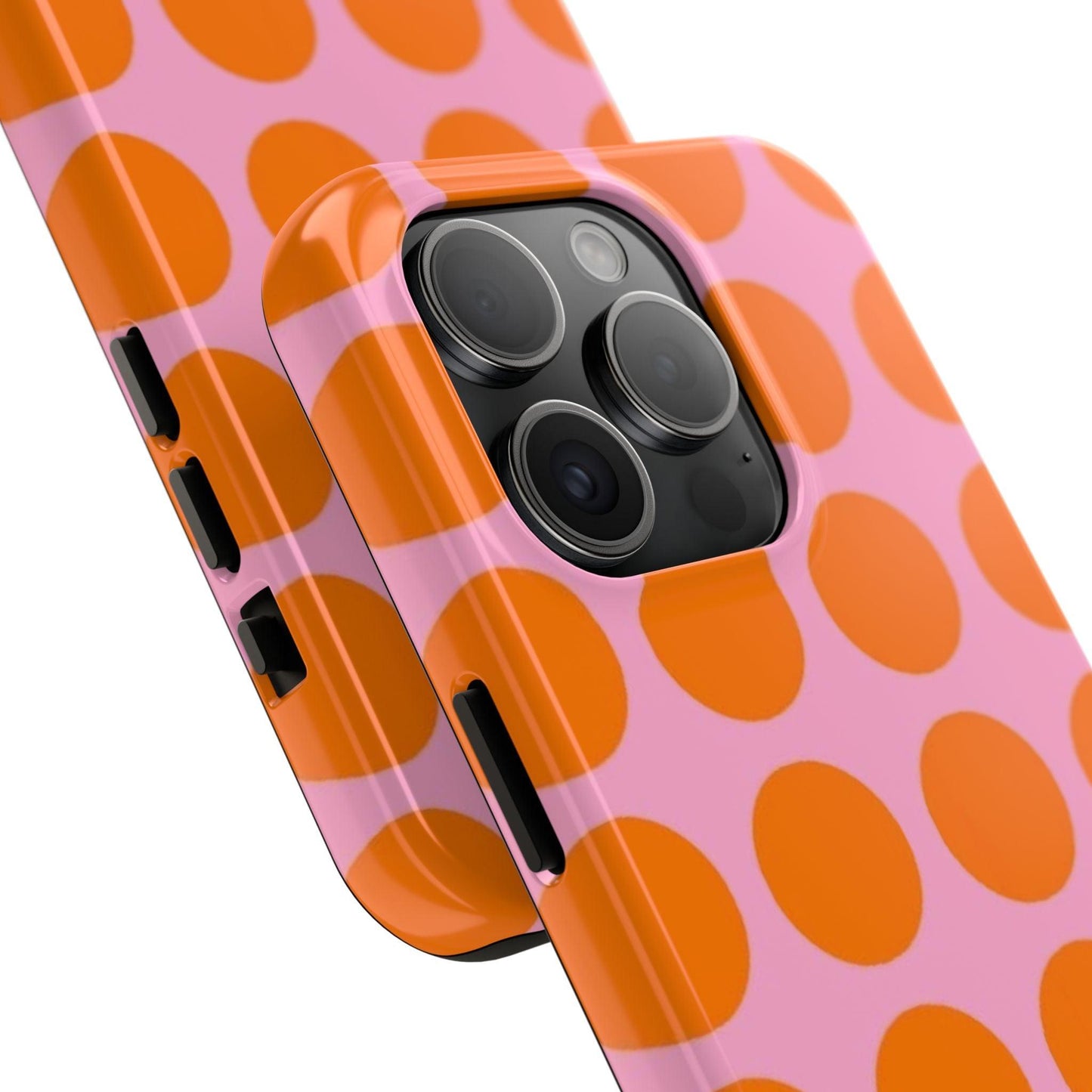 Orange Dots on Pink Tough Phone Cases