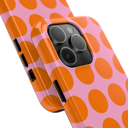 Orange Dots on Pink Tough Phone Cases