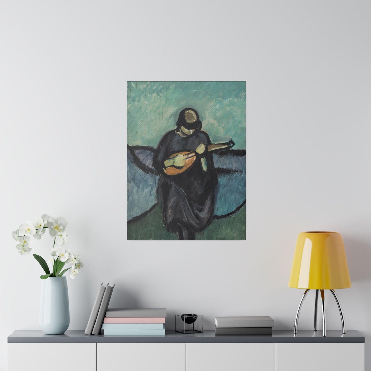 Mandolin player by Harald Giersing - Matte Canvas, Stretched, 0.75"