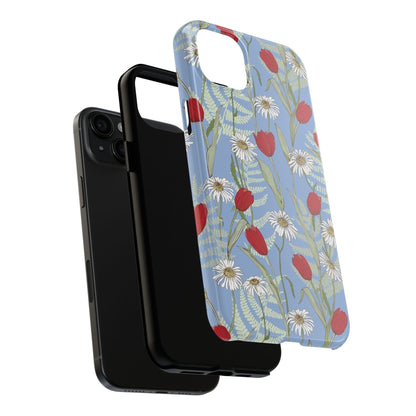 Blooms on Blue Tough iPhone Cases