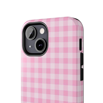 Pink Gingham Tough iPhone Cases