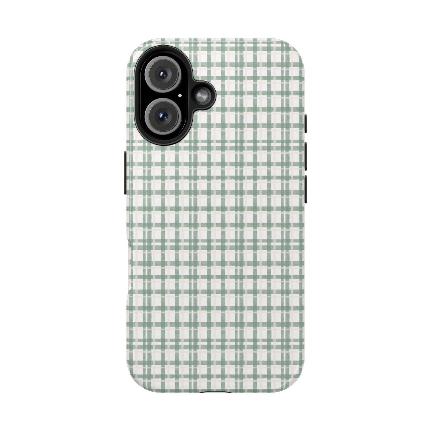 Vintage Sage Gingham Tough iPhone Cases