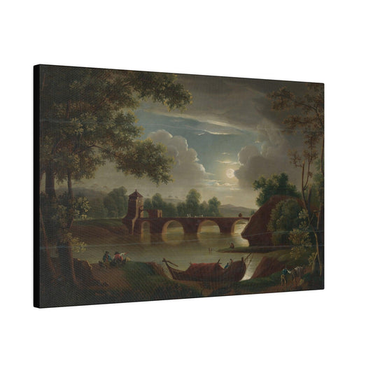 Landscape with the moon and a bridge, Michael Wutky - Matte Canvas, Stretched, 0.75"