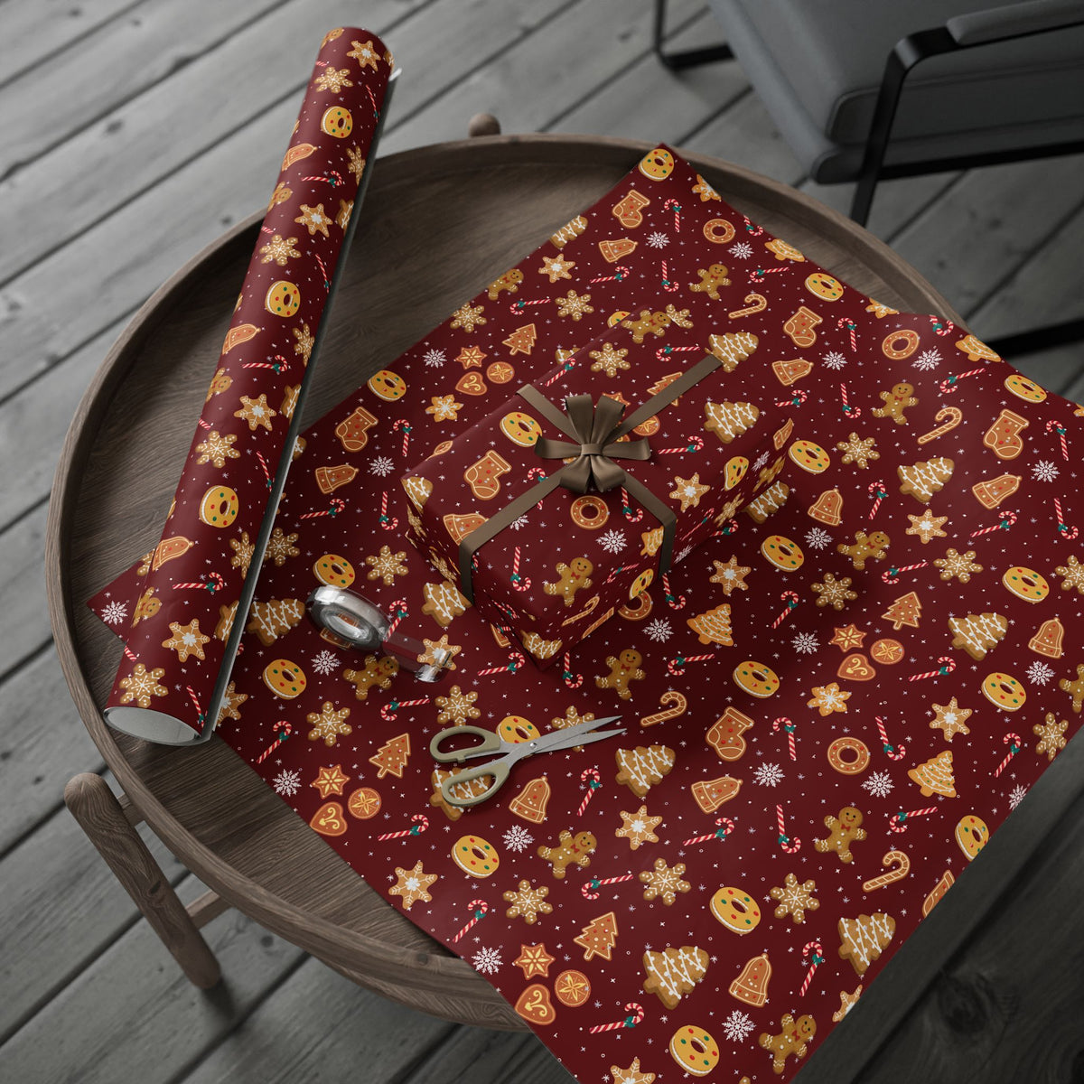 The Cookie Wonderland Burgundy Wrapping Paper