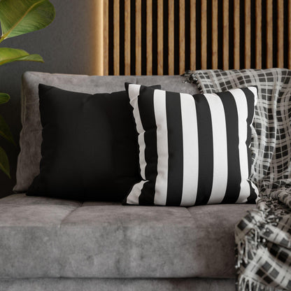 Imperial Edge Luxe Linear Cushion - Monochrome Black and White Spun Polyester Square Pillowcase