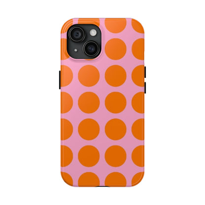 Orange Dots on Pink Tough Phone Cases