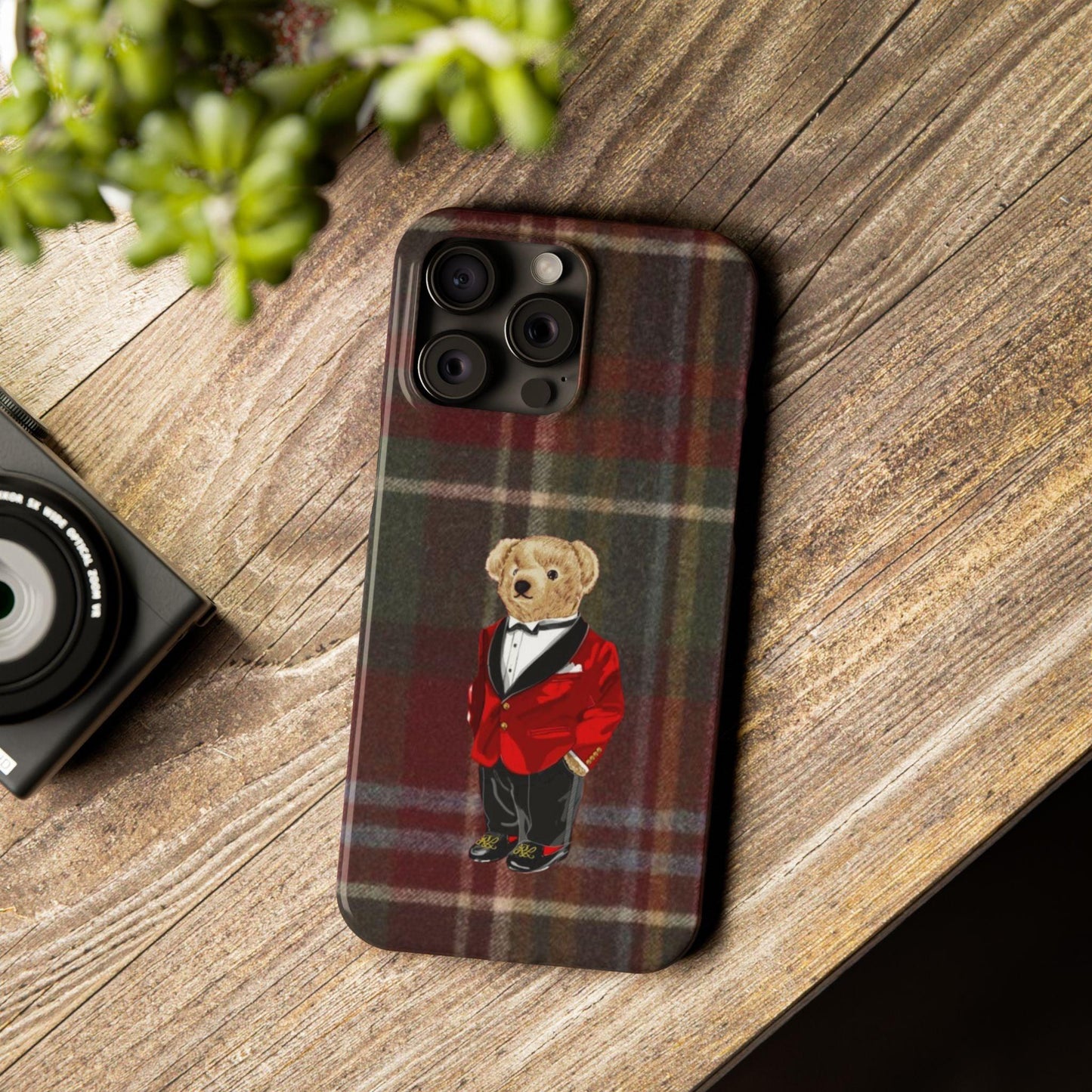 Dapper Bear Plaid Phone Case - Classic Tartan Polo Bear Design iPhone Cases