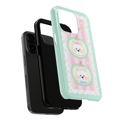 Cute Puppy Pink and Green Tough iPhone Cases