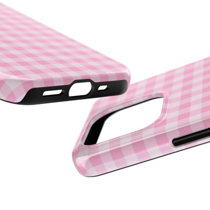 Pink Gingham Tough iPhone Cases