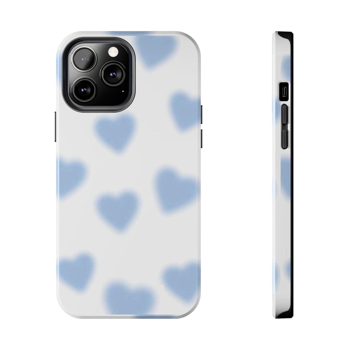 Blue-Blurry Hearts Tough iPhone Cases