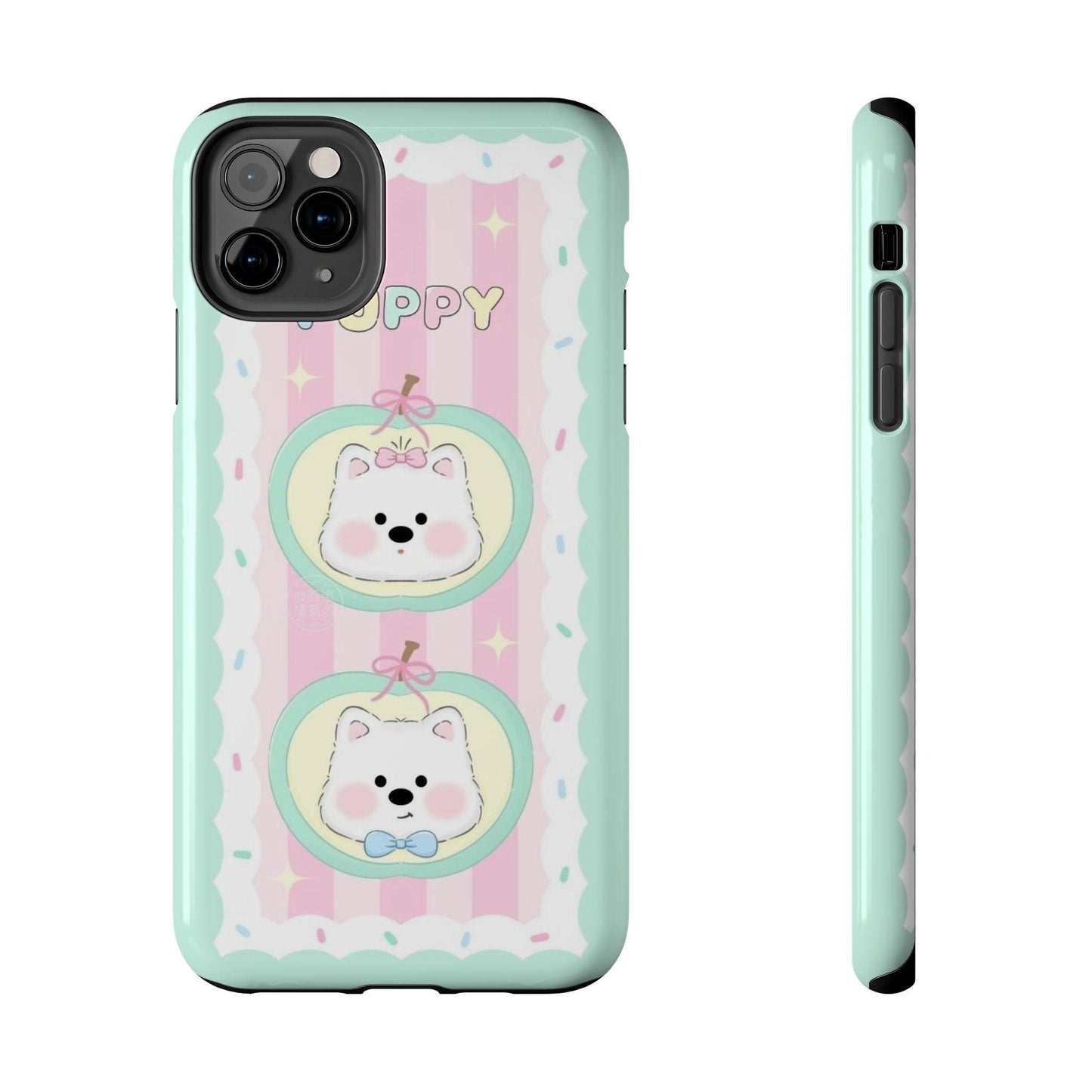 Cute Puppy Pink and Green Tough iPhone Cases