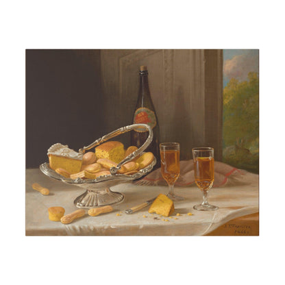 Still Life with Silver Cake Basket (1866) by John F. Francis - Matte Canvas, Stretched, 0.75"