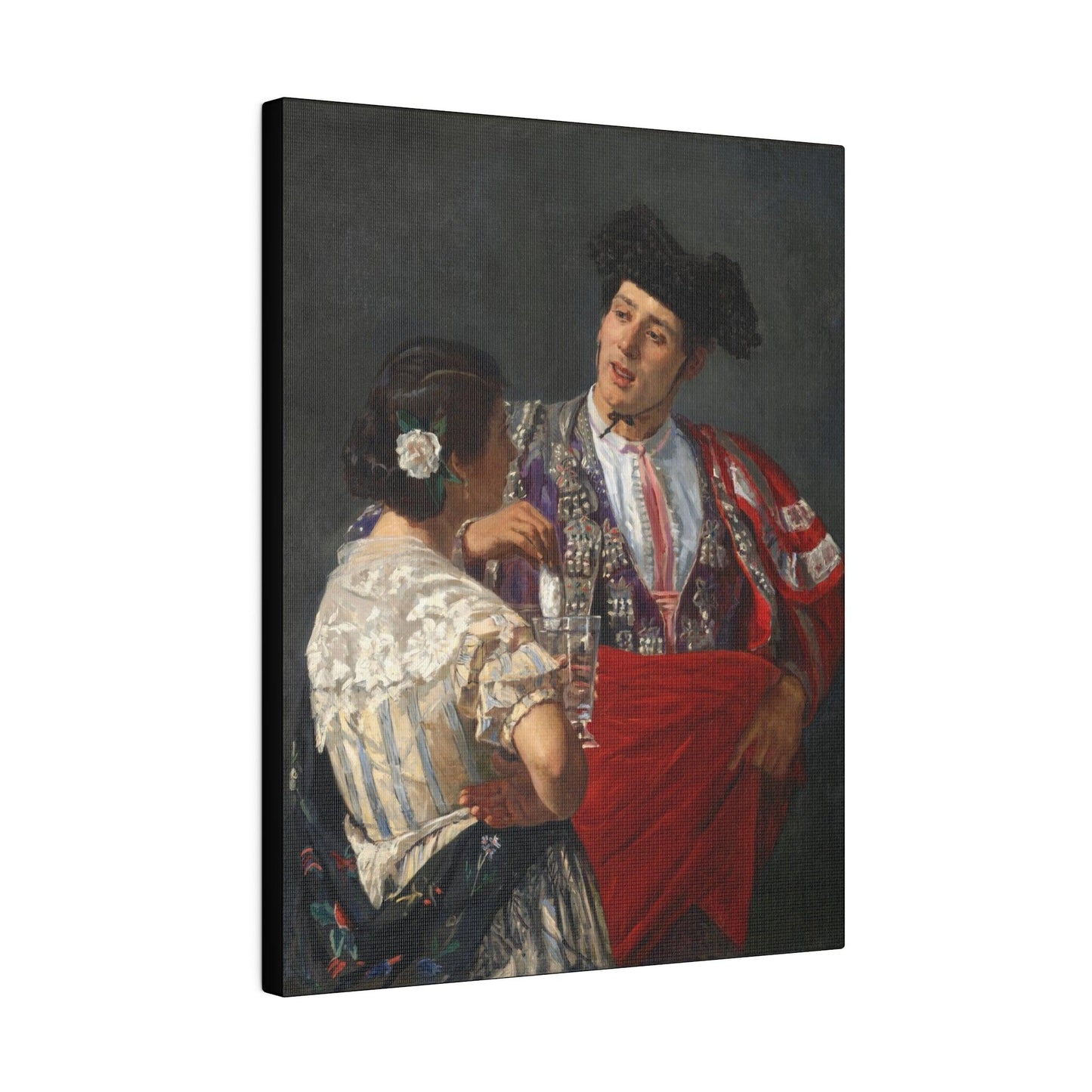 Offering the panel to the bullfighter (1873) painting by Mary Cassatt - Matte Canvas, Stretched, 0.75"