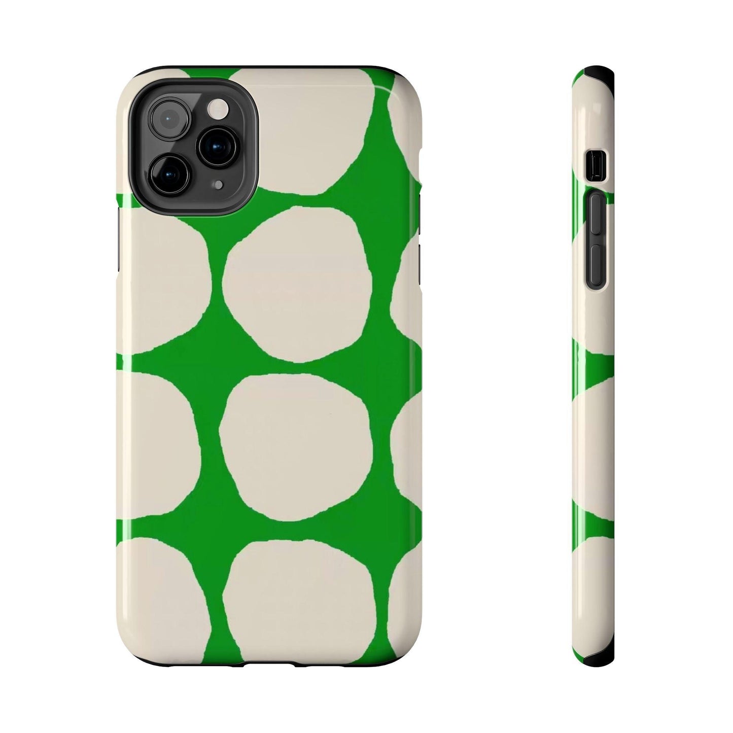 Green Scape with Beige Dots Tough iPhone Cases