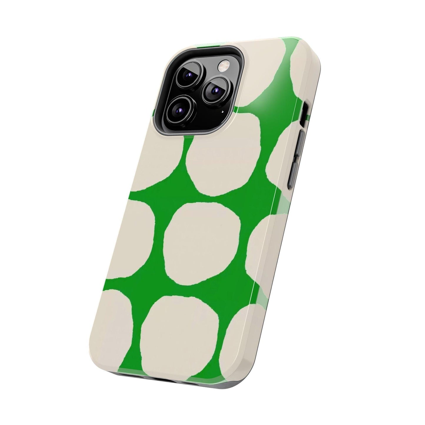 Green Scape with Beige Dots Tough iPhone Cases