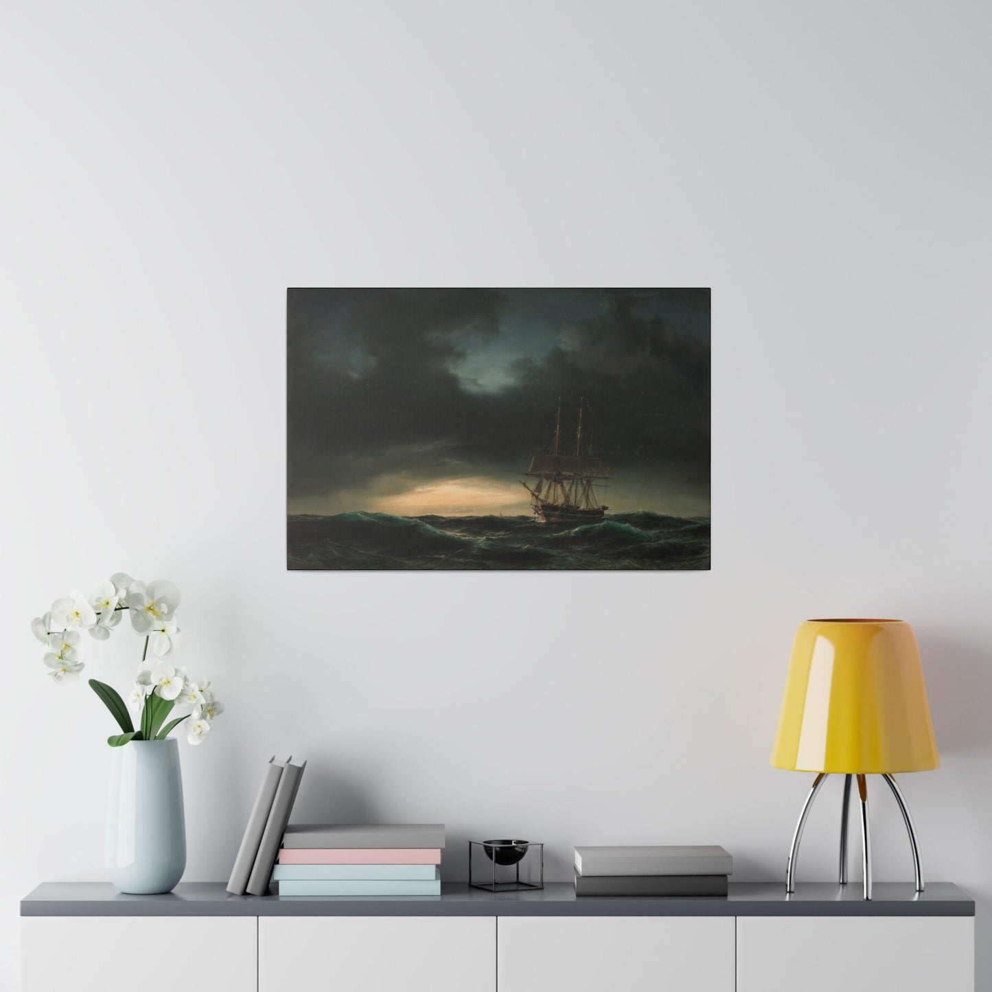 A Danish corvette in the lake after a storm by Anton Melbye - Matte Canvas, Stretched, 0.75"