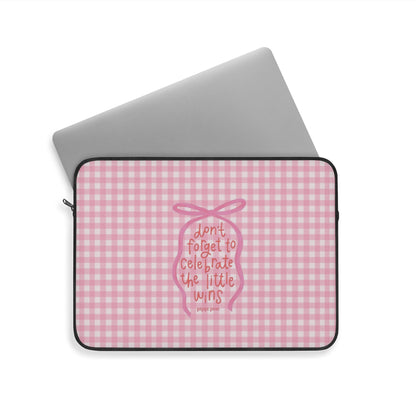 Celebrate Little Wins - Cute Pink Gingham Laptop Sleeve