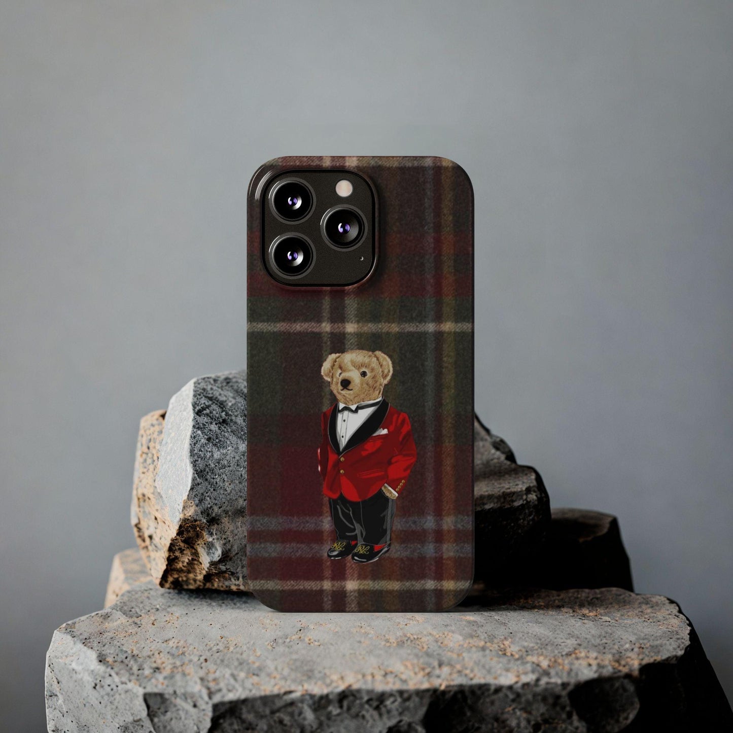 Dapper Bear Plaid Phone Case - Classic Tartan Polo Bear Design iPhone Cases