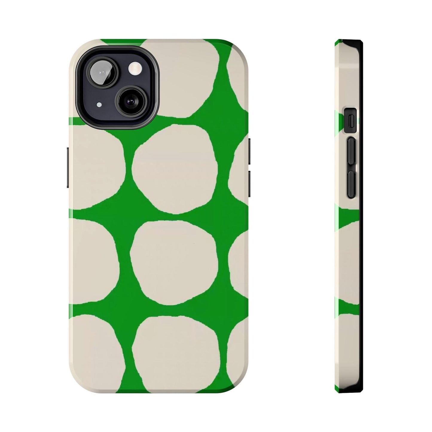 Green Scape with Beige Dots Tough iPhone Cases