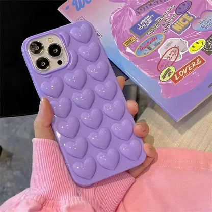 Little Hearts Purple 3D Soft iPhone Cases