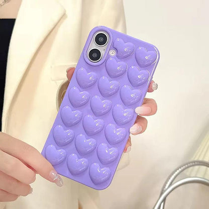 Little Hearts Purple 3D Soft iPhone Cases