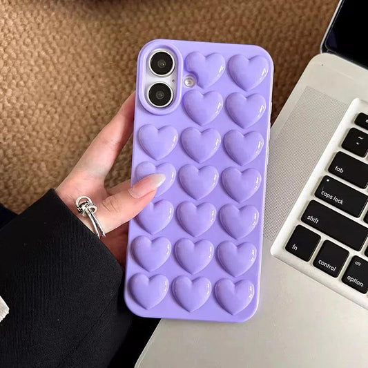 Little Hearts Purple 3D Soft iPhone Cases