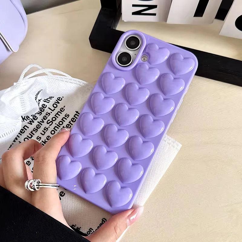 Little Hearts Purple 3D Soft iPhone Cases