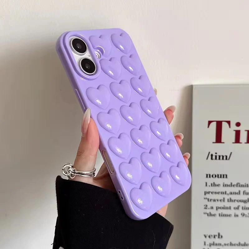 Little Hearts Purple 3D Soft iPhone Cases