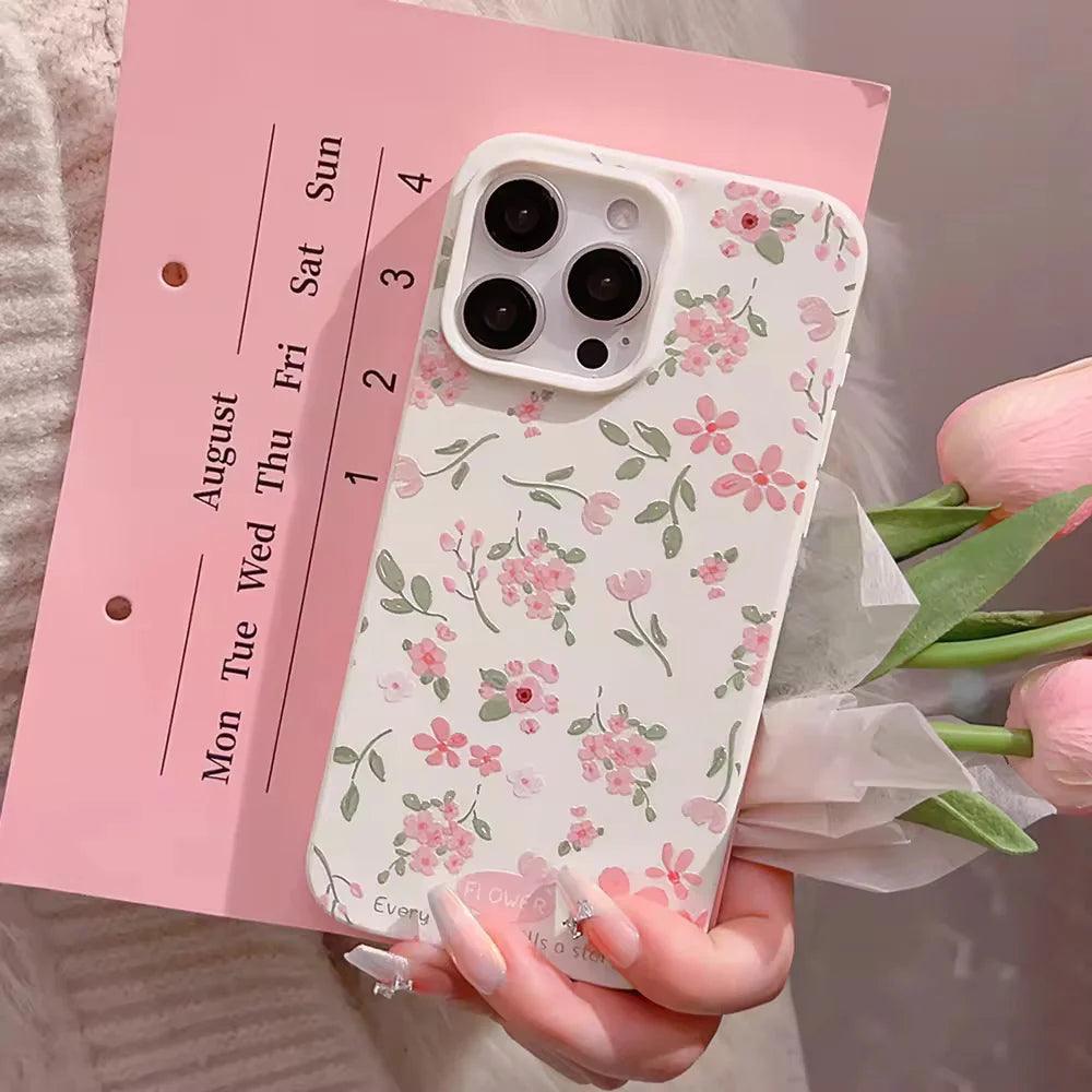 Pink Floral Glossy Soft iPhone Cases