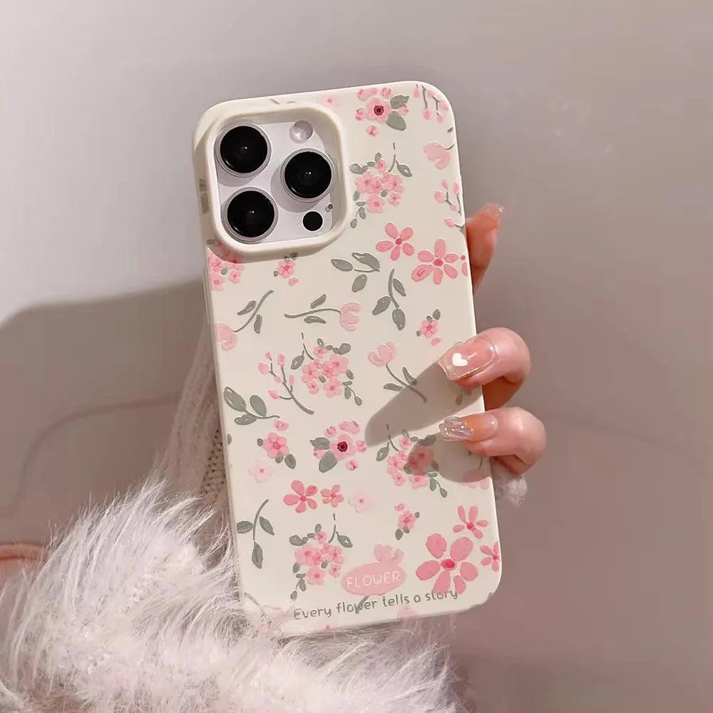 Pink Floral Glossy Soft iPhone Cases