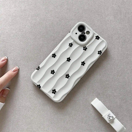 White Silicon Case with Black Florals iPhone Cases