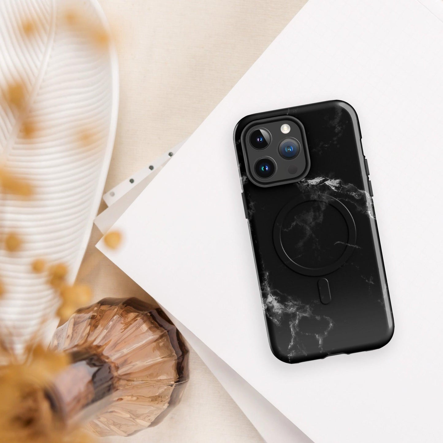 Black Marble MagSafe® tough case for iPhone® - SmartHomeGoodies
