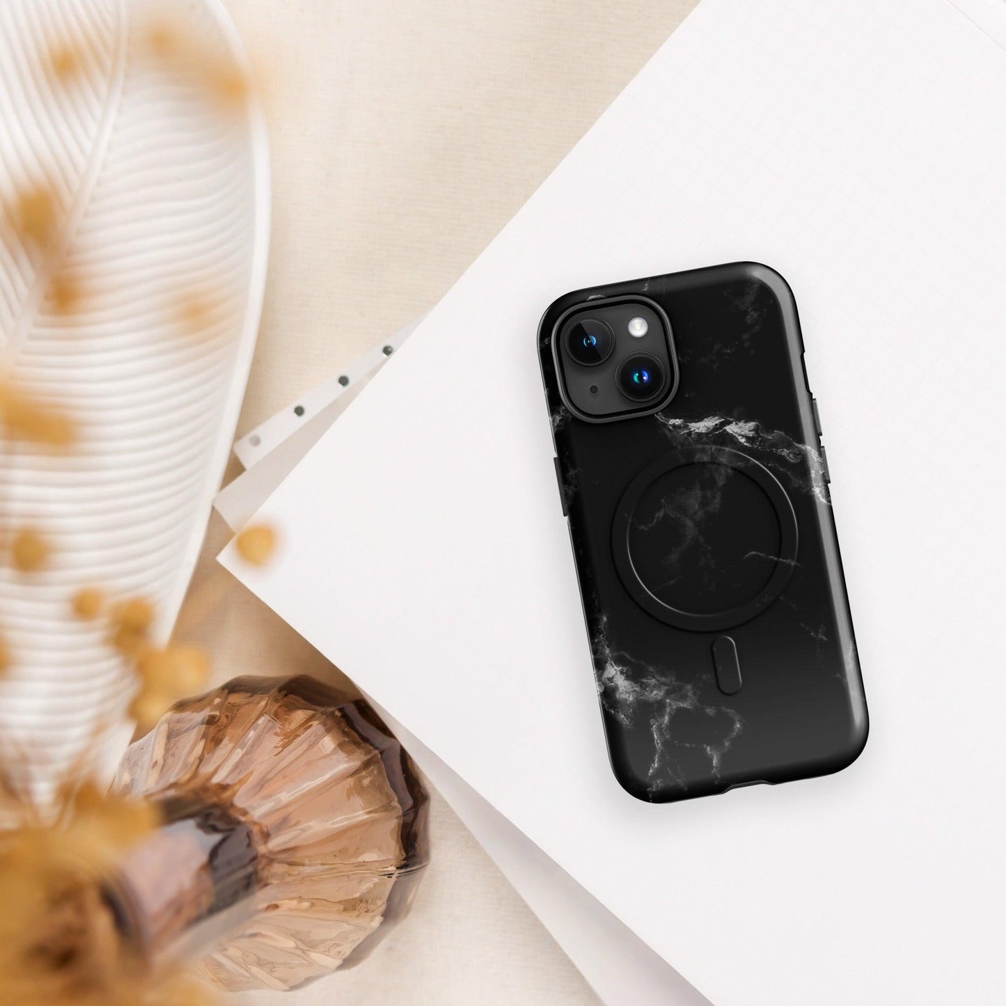 Black Marble MagSafe® tough case for iPhone® - SmartHomeGoodies