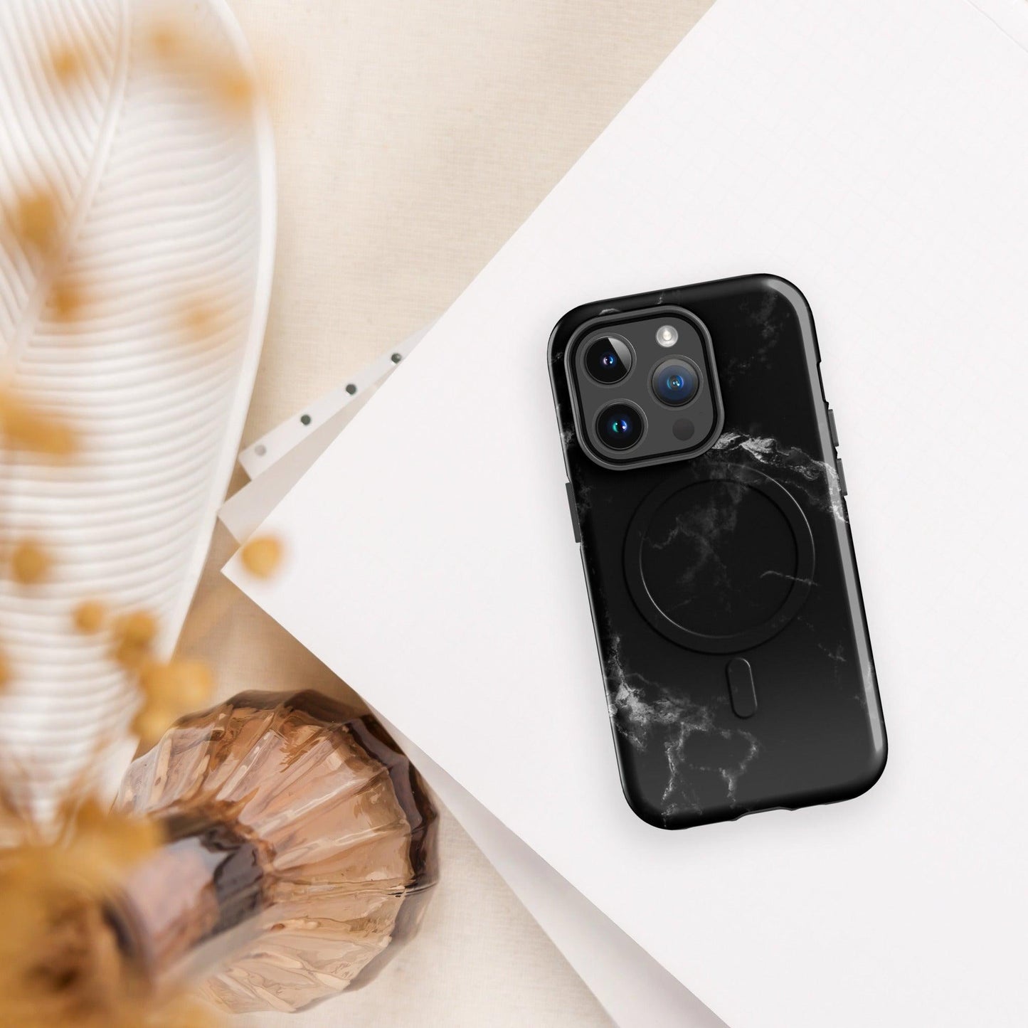 Black Marble MagSafe® tough case for iPhone® - SmartHomeGoodies