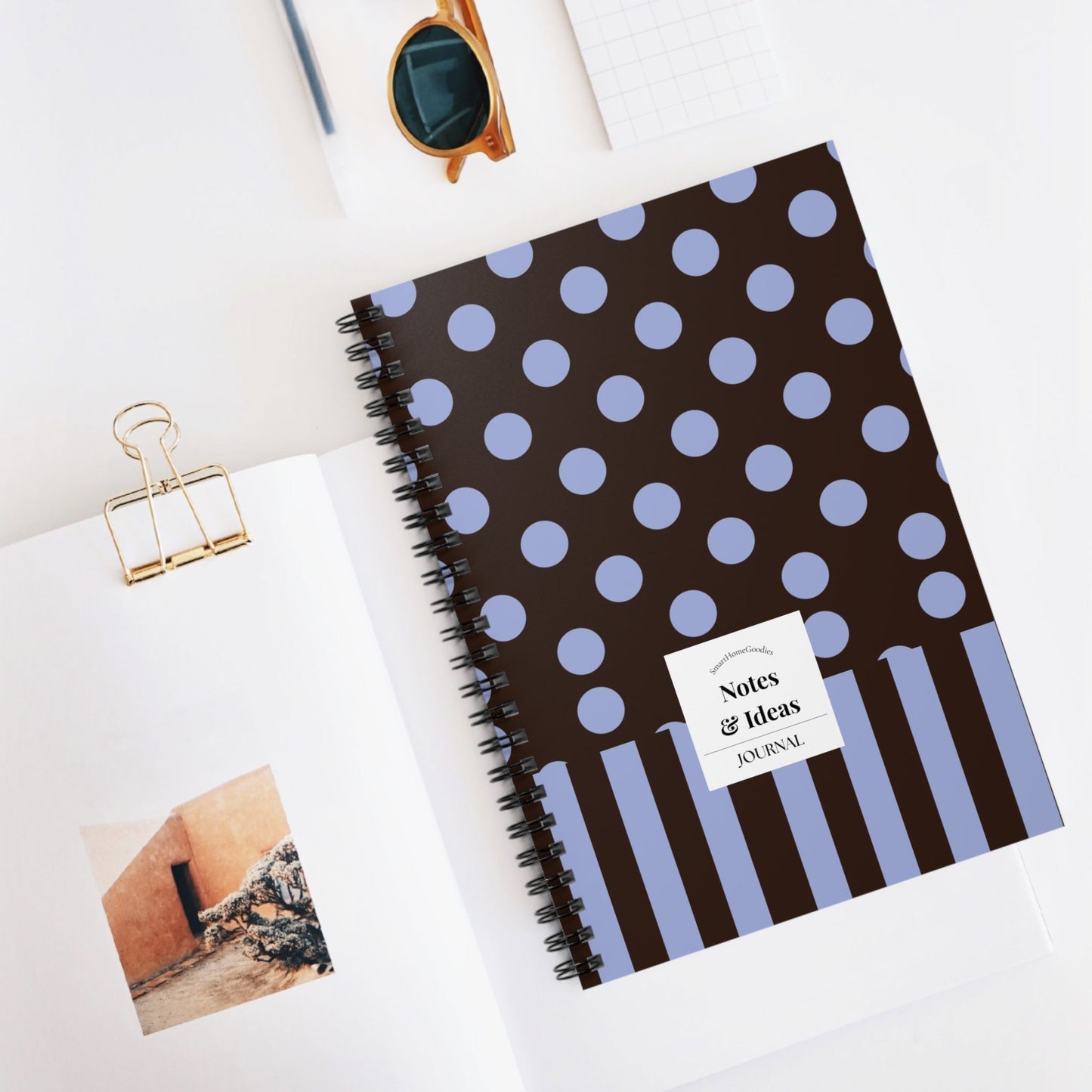 Blueberry Latte Polka Dot Notes Spiral Notebook — Ruled Journal - SmartHomeGoodies