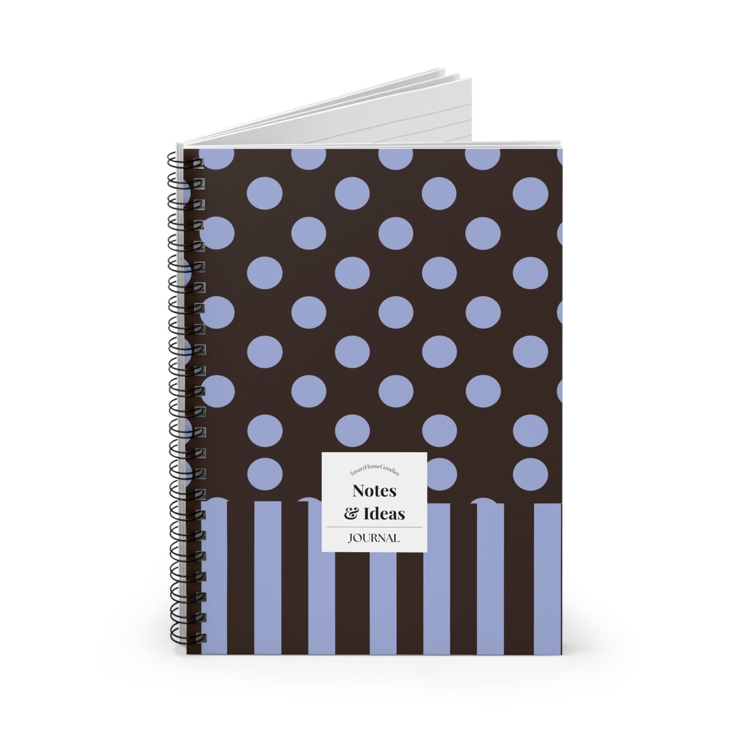 Blueberry Latte Polka Dot Notes Spiral Notebook — Ruled Journal - SmartHomeGoodies