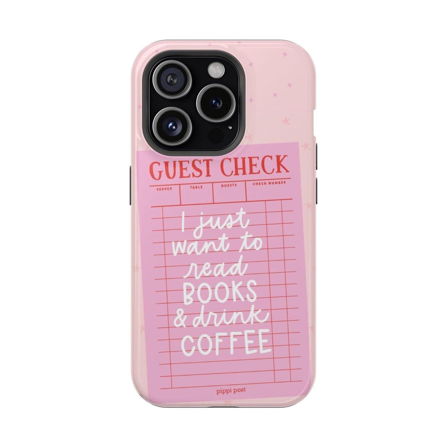 Books & Coffee Lover Magnetic Tough Cases - Cute Guest Check Design - SmartHomeGoodies