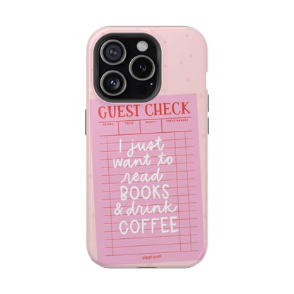 Books & Coffee Lover Magnetic Tough Cases - Cute Guest Check Design - SmartHomeGoodies